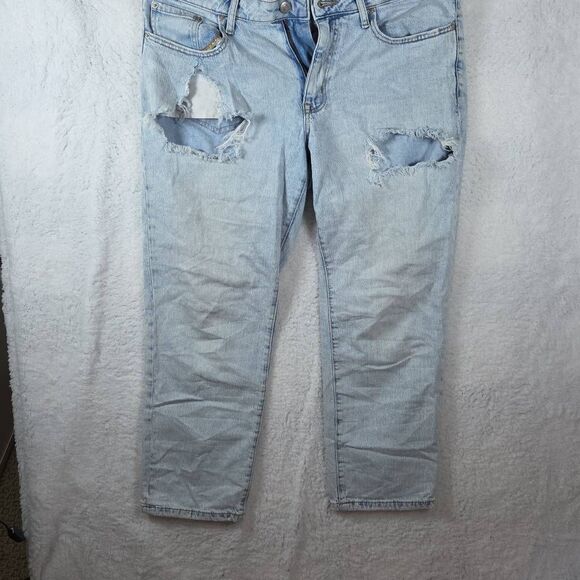Aeropostale Women's Distressed Mid-rise Ankle Straight Denim Jeans Blue Size 14R - Picture 1 of 9